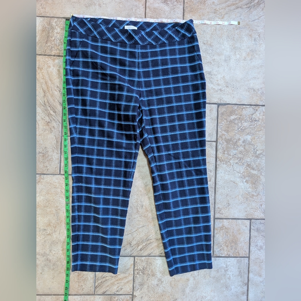 Charter Club Plaid Pull-On Pants – Navy Blue & Light Blue Check, Size 18